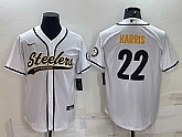 Men's Pittsburgh Steelers #22 Najee Harris White With Patch Cool Base Stitched Baseball Jersey,baseball caps,new era cap wholesale,wholesale hats